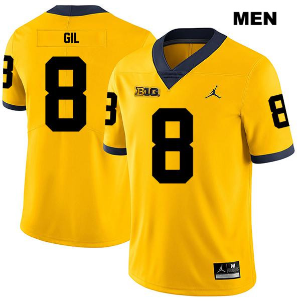 Men's NCAA Michigan Wolverines Devin Gil #8 Yellow Jordan Brand Authentic Stitched Legend Football College Jersey IS25N20PH